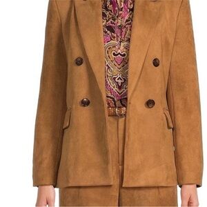 A LOVES A  Brown Double-Breasted Faux Suede Blazer Size SMALL